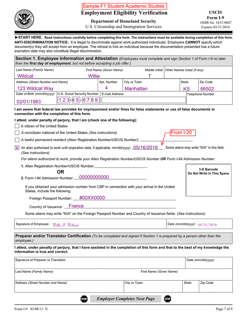 Form I-9 Instructions for CPT &amp; OPT Students - OnBlick